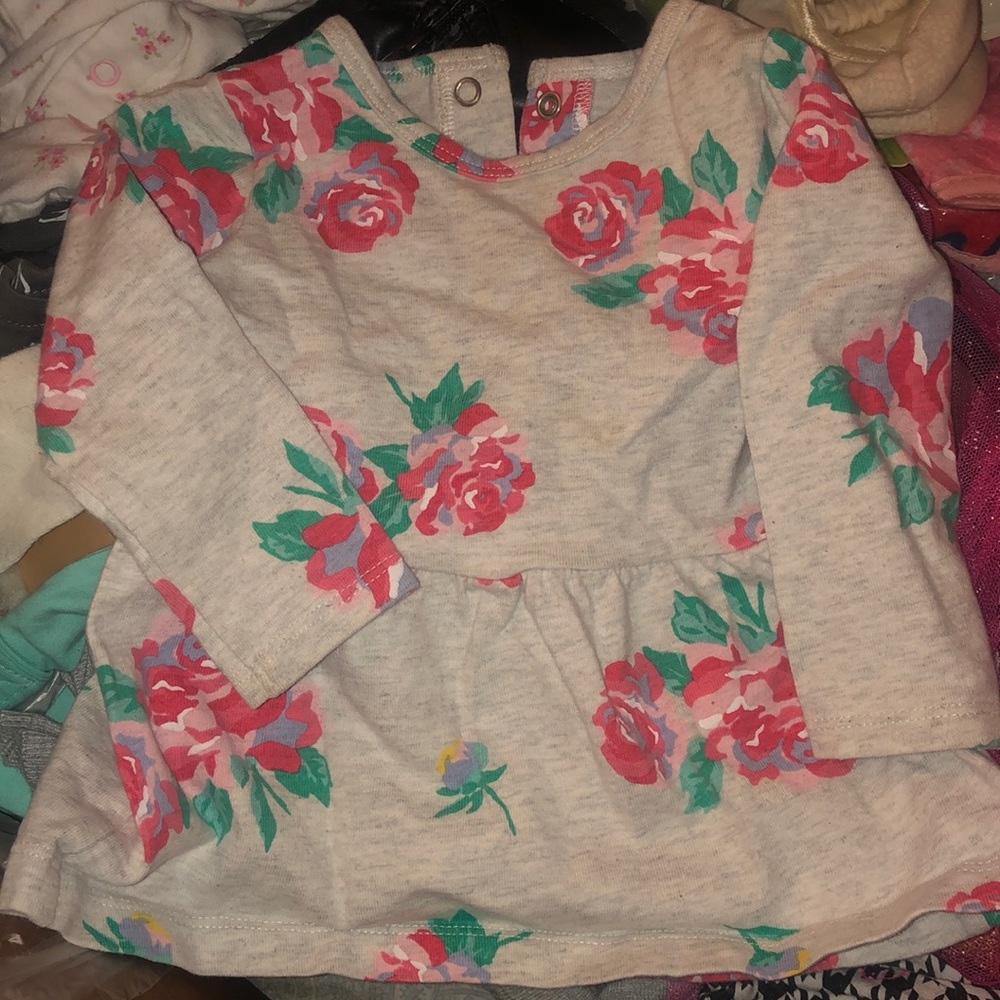 Carters Grey Floral Jersey Dress